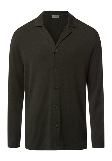Casuals Notch Collar Button Front Shirt | Earthy Ink Melange 75991-3044